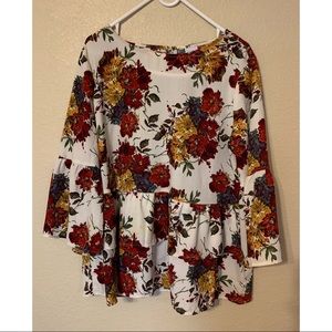 Time and Tru Floral Peplum Blouse size Medium 8-10